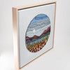 Mixed Media Fiber Art Landscape: Wildflowers at Moonrise (15" x 15") Rug Hooking, Punching, Needle Felting