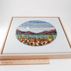 Mixed Media Fiber Art Landscape: Wildflowers at Moonrise (15" x 15") Rug Hooking, Punching, Needle Felting