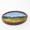 Oval Wool Landscape Painting: Needle Felted Fiber Art (Mountain View) 7" Frame