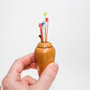 Mini Turned Wood Vase with Colorful Glass Sprigs (Yellow Heart)