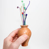 Mini Turned Wood Vase with Colorful Glass Sprigs (Cherry #1)