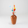 Mini Turned Wood Vase with Colorful Glass Sprigs (Cherry 2)