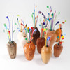 Mini Turned Wood Vase with Colorful Glass Sprigs (Walnut)