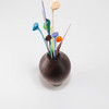 Mini Turned Wood Vase with Colorful Glass Sprigs (Walnut)
