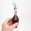 Mini Turned Wood Vase with Colorful Glass Sprigs (Walnut)