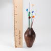 Mini Turned Wood Vase with Colorful Glass Sprigs (Walnut)