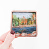 Mini Wool Landscape Painting: Needle Felted Fiber Art (Autumn River) 3x3