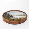 Round Wool Landscape Painting: Needle Felted Fiber Art (Lake in Winter) 7 inches