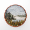 Round Wool Landscape Painting: Needle Felted Fiber Art (Lake in Winter) 7 inches