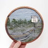 Round Wool Landscape Painting: Needle Felted Fiber Art (Foggy Highway) 7 inches