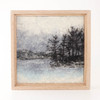 Wool Landscape Painting: Needle Felted Fiber Art (Snowfall at the Lake) 7 inches