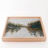 Wool Landscape Painting: Needle Felted Fiber Art (Foggy Lake) 9 x 12 inches