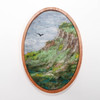 Oval Wool Landscape Painting, Needle Felted Fiber Art: Emerald Isle #4