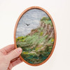 Oval Wool Landscape Painting, Needle Felted Fiber Art: Emerald Isle #4