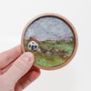 Mini Wool Landscape Painting, Needle Felted Fiber Art: Emerald Isle #9