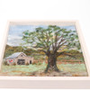 Wool Landscape Painting: Needle Felted Fiber Art, Barnscape (8x8)