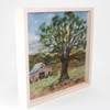 Wool Landscape Painting: Needle Felted Fiber Art, Barnscape (8x8)
