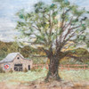 Wool Landscape Painting: Needle Felted Fiber Art, Barnscape (8x8)