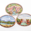 Oval Wool Landscape Painting: Needle Felted Fiber Art (Liberty Bridge at Sunset)