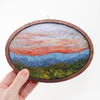 Wool Landscape Painting: Needle Felted Fiber Art - Blueridge Sunset - 7 inch Frame