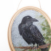 Needle Felted Wool Painting: Crow Portrait #2 (8x10 Gold Frame