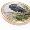 Needle Felted Wool Painting: Crow Portrait #2 (8x10 Gold Frame