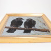 Needle Felted Wool Painting: Crows Conversations (13x13 Gold Frame)