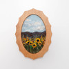 Wool Landscape Painting: Needle Felted Fiber Art (Sunflowers) Oval Frame