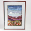 Mixed Media Fiber Art Landscape: Wildflowers at Moonrise (13" x 17") Rug Hooking, Punching, Needle Felting