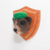 Needle Felted Brown Bear Portrait with Green Pillbox Hat