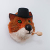 Needle Felted Red Fox Portrait (Black Hat & Wooden Pipe)