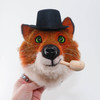 Needle Felted Red Fox Portrait (Black Hat & Wooden Pipe)