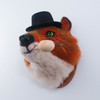 Needle Felted Red Fox Portrait (Black Hat & Wooden Pipe)