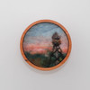Mini Wool Landscape Painting: Needle Felted Fiber Art (Water Tower at Sunset) 3 Inch Round Frame
