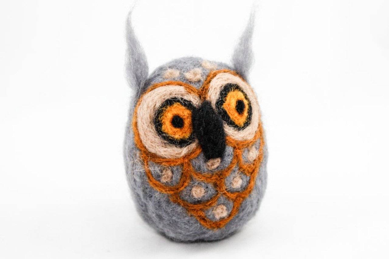 Felted Wool Owl  Handmade Needle Felted Bird Ornaments Made in