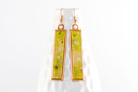 Long Splatter Painted Dangle Earrings - Lemongrass