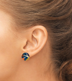 Abstract Painted Acrylic Stud Earrings - Button Design (Theater District Colorway)