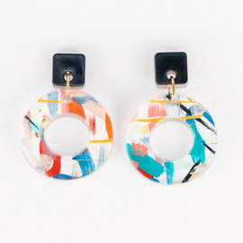Acrylic and Wood Dangle Earrings - Ozone Design (Carnival Colorway)