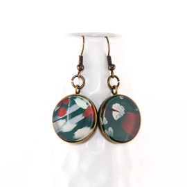 Abstract Painted Acrylic Dangle Earrings - Round Dangle (Juniper Colorway)