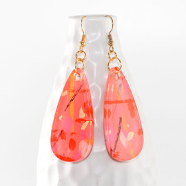 Abstract Painted Acrylic Dangle Earrings - Teardrop Design (Fruit Punch Colorway)