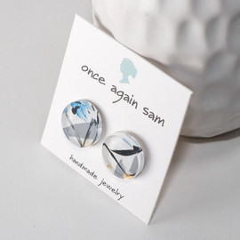 Abstract Painted Acrylic Stud Earrings - Button Design (Penpal Colorway)