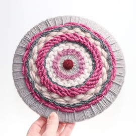 SALE Circular Weaving - Round Fiber Art: Plum (8" Diameter)