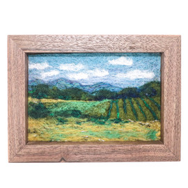 Needle Felted Wool Landscape Painting: Cloudy Valley (5x7)