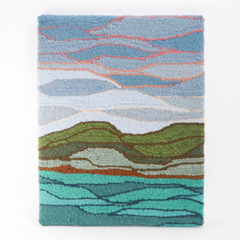 Tufted Fiber Art Landscape: Mountain Lake (19"x15")  