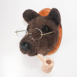Needle Felted Brown Bear Portrait (Smoking Pipe)