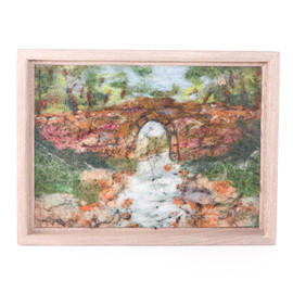 Wool Landscape Painting: Needle Felted Fiber Art (Poinsett Bridge) 6x8