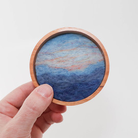 Mini Wool Landscape Painting: Needle Felted Fiber Art (Blueridge) 3x3