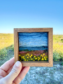 Small Wool Landscape Painting: Needle Felted Fiber Art (Beach Flowers) 4x4 Small Wool Landscape Painting: Needle Felted Fiber Art (Beach Flowers) 4x4