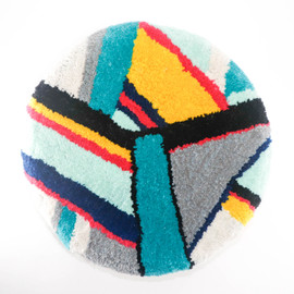 Tufted Fiber Art: Round Abstract Geometric Design (Cut Pile) 14" Tufted Fiber Art: Round Abstract Geometric Design (Cut Pile) 14"