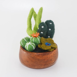 Needle Felted Cactus Garden in Wood Planter (3 inches) Needle Felted Cactus Garden in Wood Planter (3 inches)